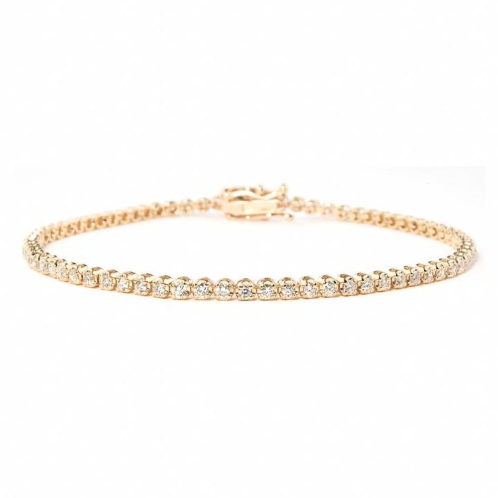 14K Gold  1.25 ct Round Genuine Diamond Tennis Bra